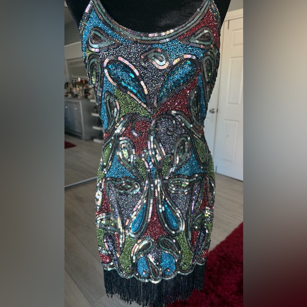 Sherri Hill Multicolor Sequin Mini Dress